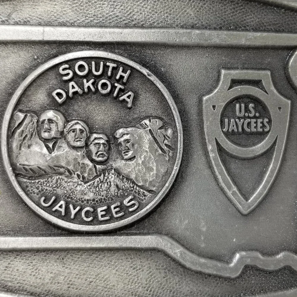 Vintage Belt Buckle‎ South Dakota Jaycees Mt. Rushmore USA Made Fine Pewter Gift